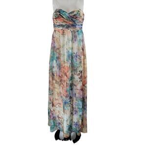 Aiden Mattox Strapless Watercolor Brides Maid Prom Cruise Women's Dress 6